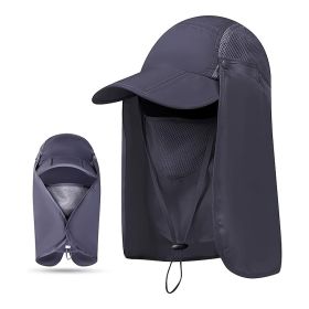 VisBeaut Sun Hat; Fishing Cap; Baseball Cap; Neck Cover With Face Mask For Outdoor Sports - Light Grey